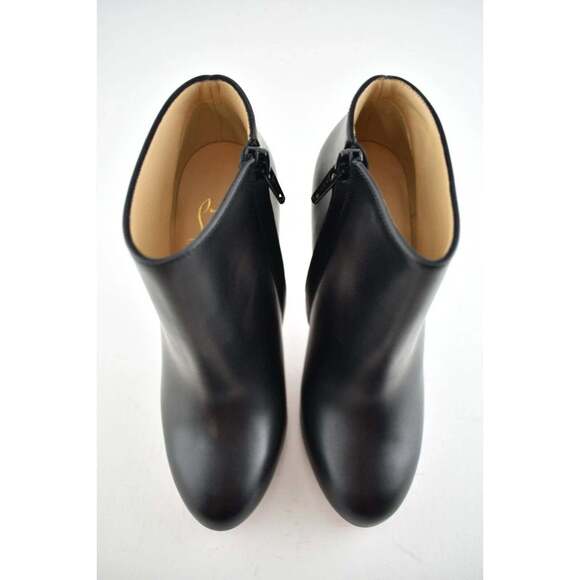 Christian Louboutin Belle 100 Black Calf Leather Ankle Zipper Heel Bootie 35 - Picture 7 of 12